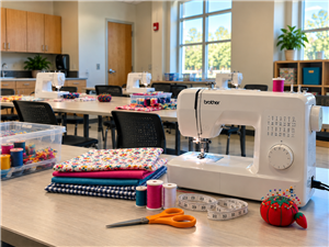 Sewing machine in a classroom